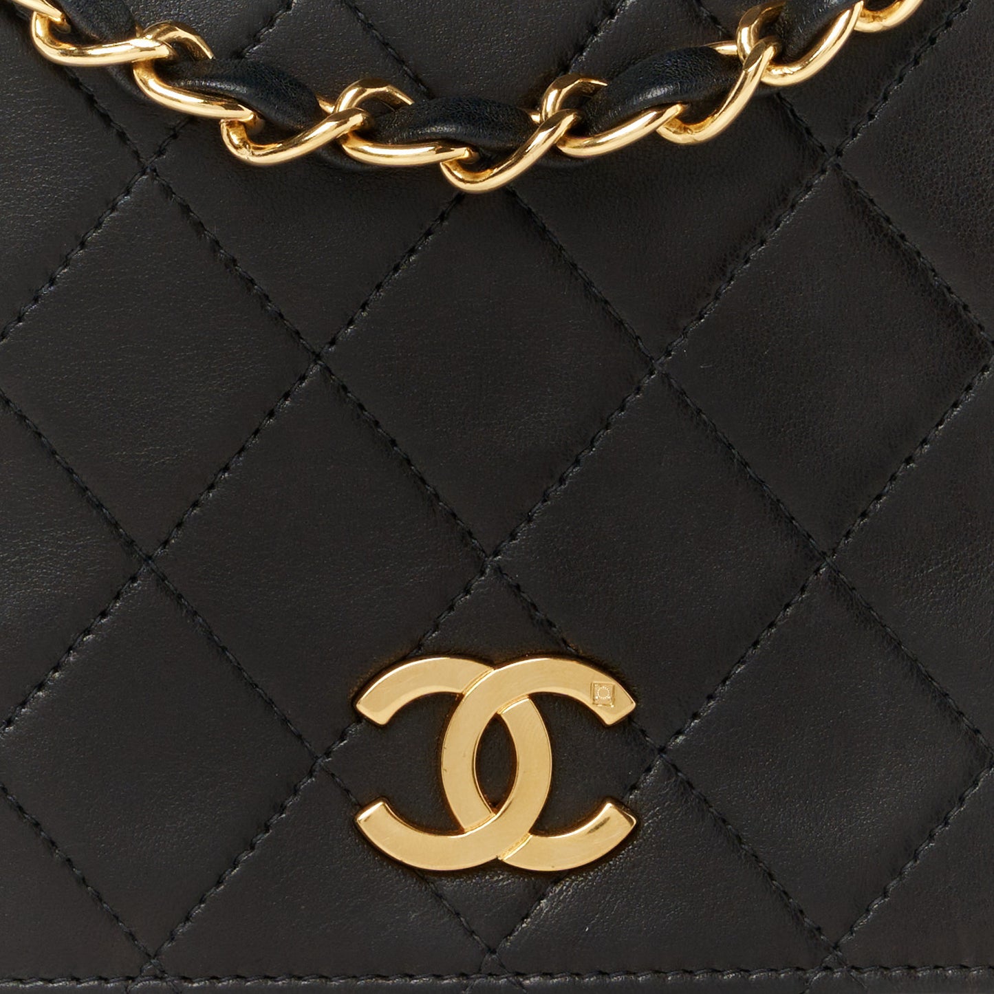 Lambskin Quilted Small Single Flap Black