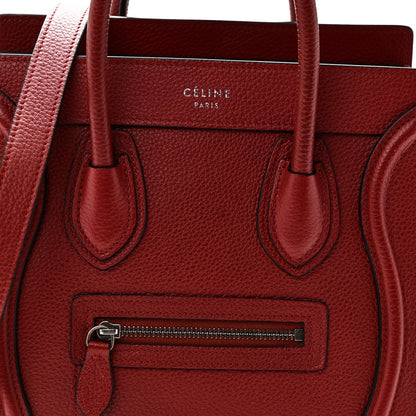 Celine Drummed Calfskin Nano Luggage Merlot 7 of 9