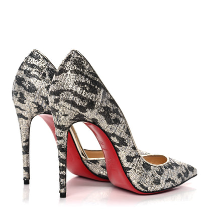 Christian Louboutin Lurex Gigi Specchio Iriza 100 Pumps 37.5 Black Light Gold 4 of 13