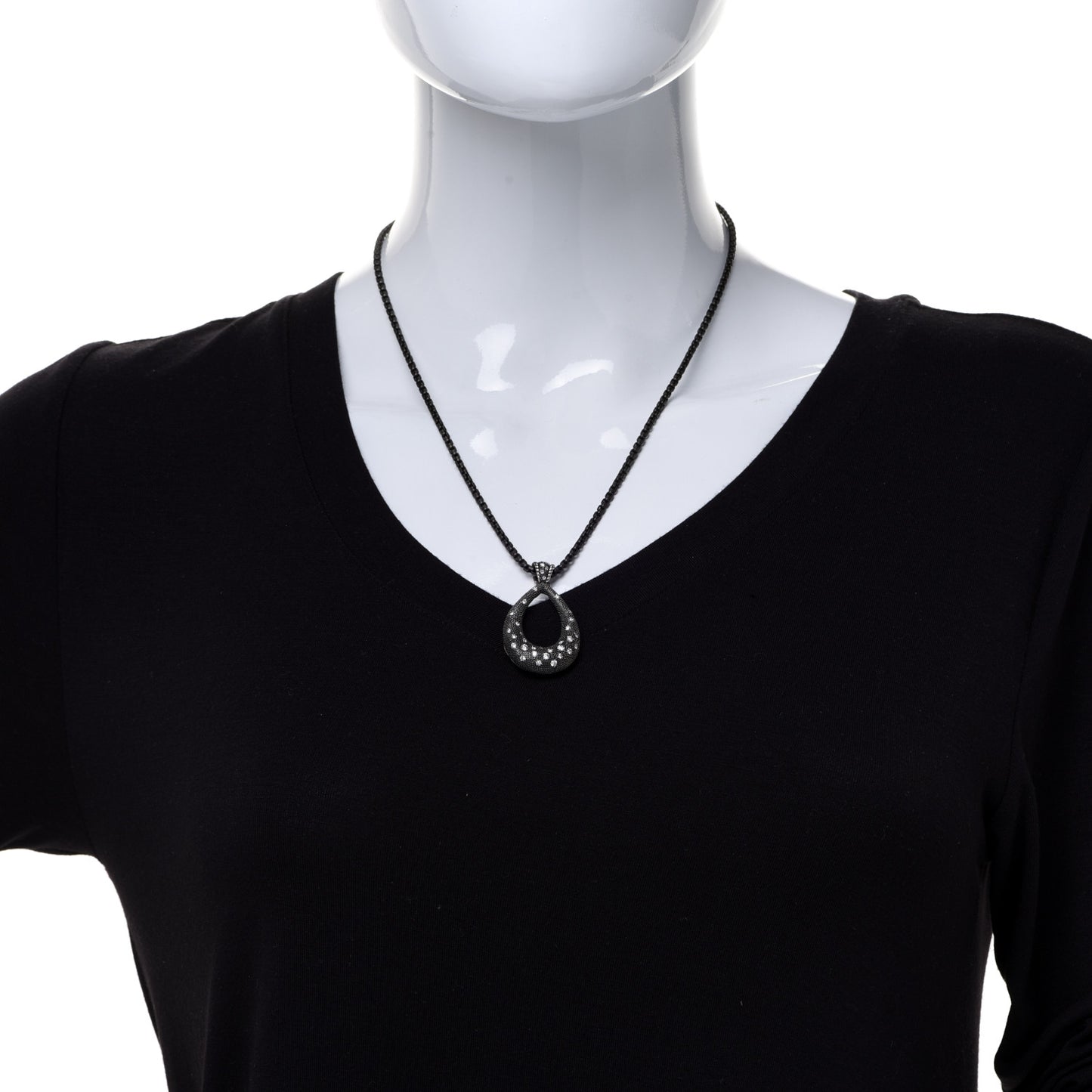 Sterling Silver Diamond Midnight Melange Teardrop Pendant Necklace