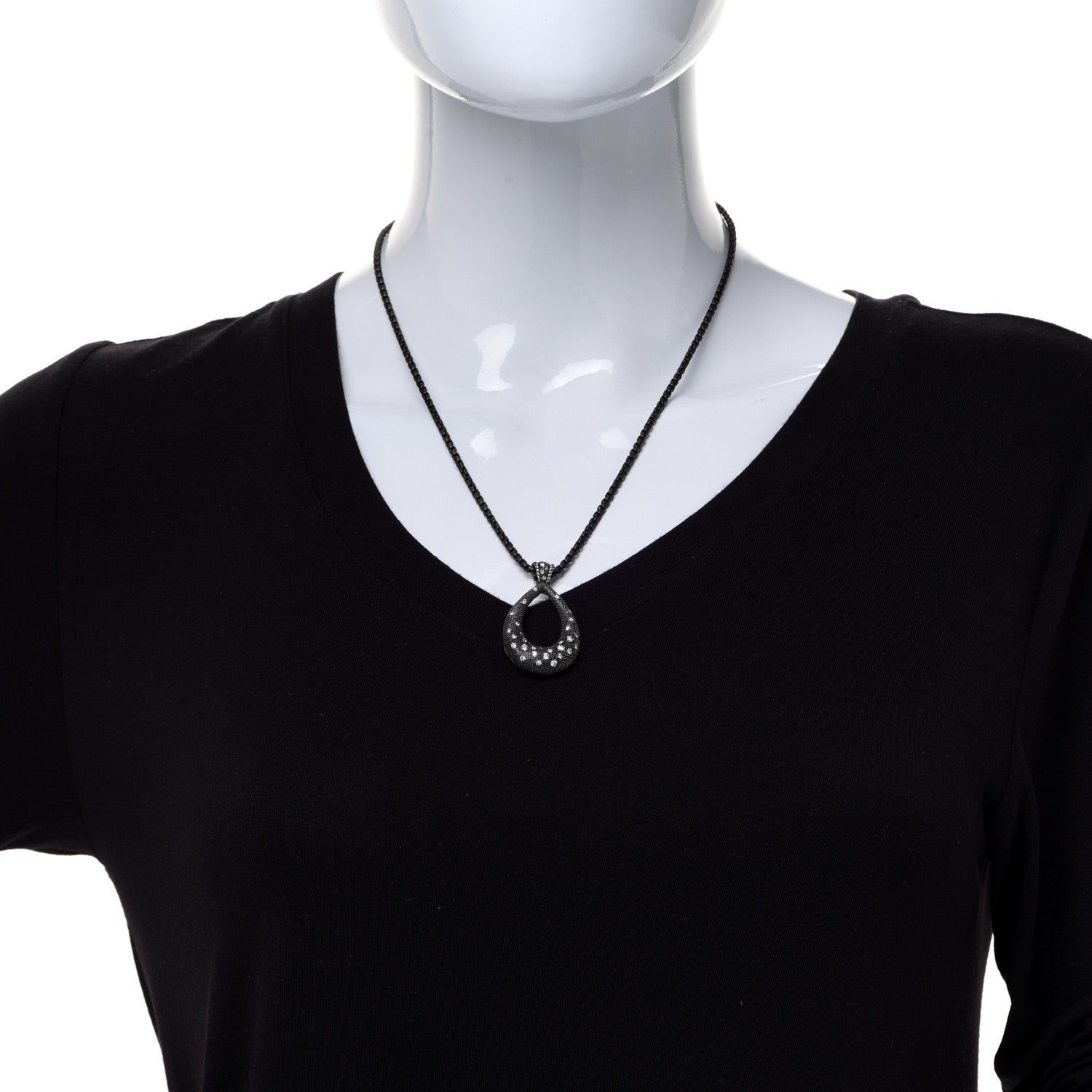 David Yurman Sterling Silver Diamond Midnight Melange Teardrop Pendant Necklace 2 of 7