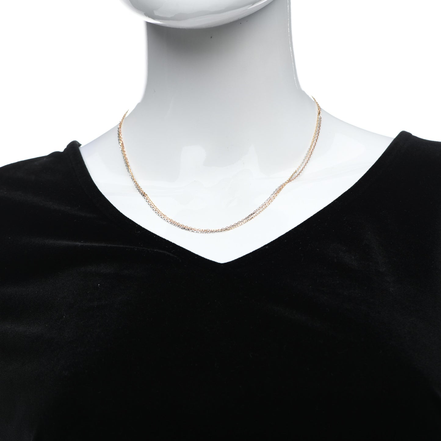 18K Pink Yellow White Gold Three Chain Necklace