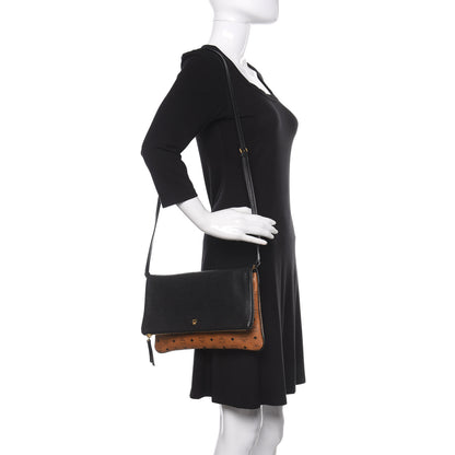 MCM Visetos Corina Foldover Crossbody Bag Cognac Black 2 of 10