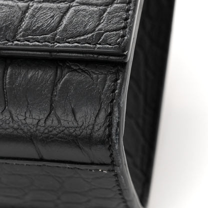 Saint Laurent Calfskin Crocodile Embossed Medium Classic Monogram Kate Tassel Satchel Black 10 of 11