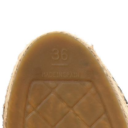Chanel Tweed Patent Goatskin Sequin CC Espadrilles 36 Black 6 of 8