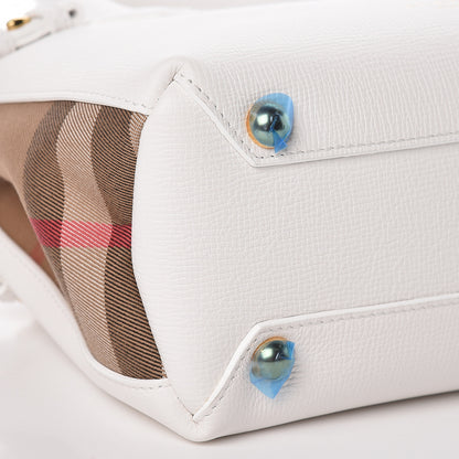 Burberry Grainy Calfskin House Check Small Banner Tote Chalk White 10 of 12