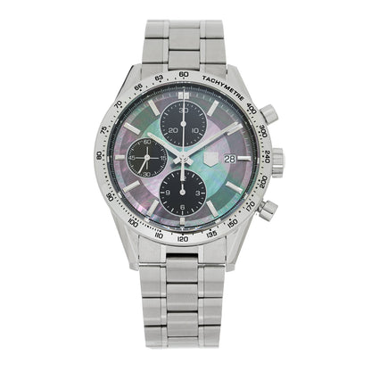 Tag Heuer Stainless Steel Black Mother of Pearl 41mm Carrera Chronograph Automatic Watch CV201P 1 of 4