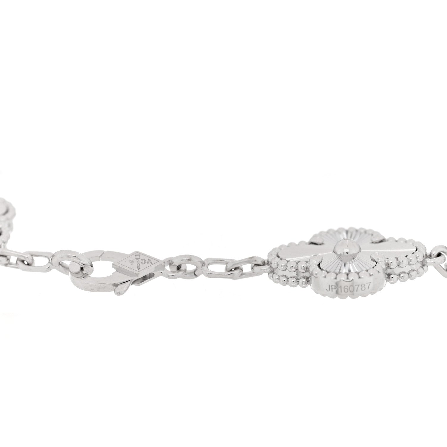 Van Cleef & Arpels 18K White Gold 5 Motifs Guilloche Vintage Alhambra Bracelet 3 of 4
