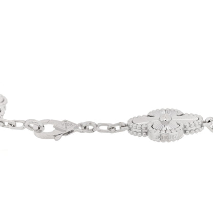 Van Cleef & Arpels 18K White Gold 5 Motifs Guilloche Vintage Alhambra Bracelet 3 of 4