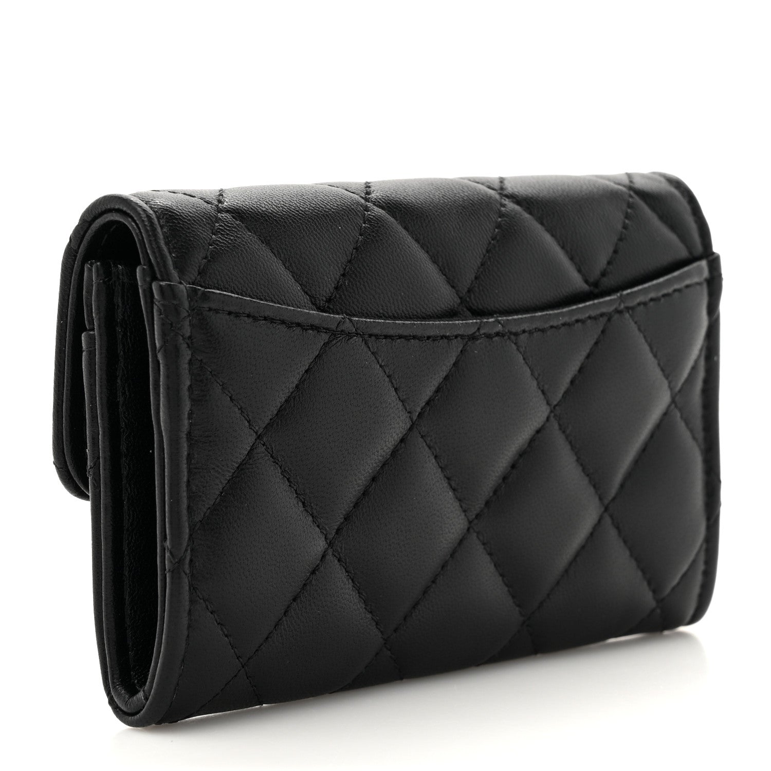 Chanel Lambskin Quilted Flap Card Holder Wallet So Black 3 of 8