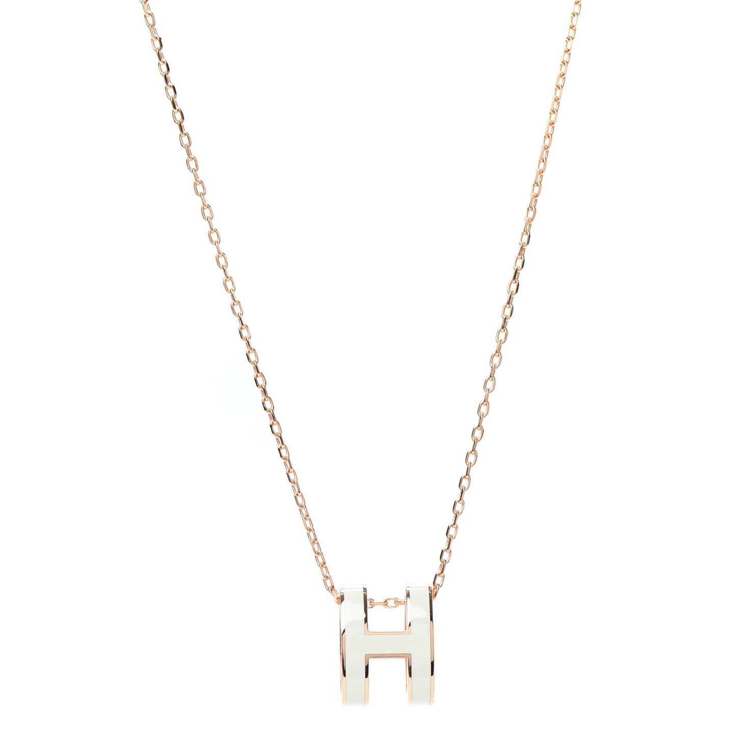 Lacquered Rose Gold Pop H Pendant Necklace White