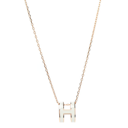 Hermes Lacquered Rose Gold Pop H Pendant Necklace White 1 of 4