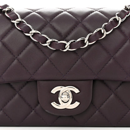Chanel Lambskin Quilted Mini Rectangular Flap Dark Purple 8 of 12