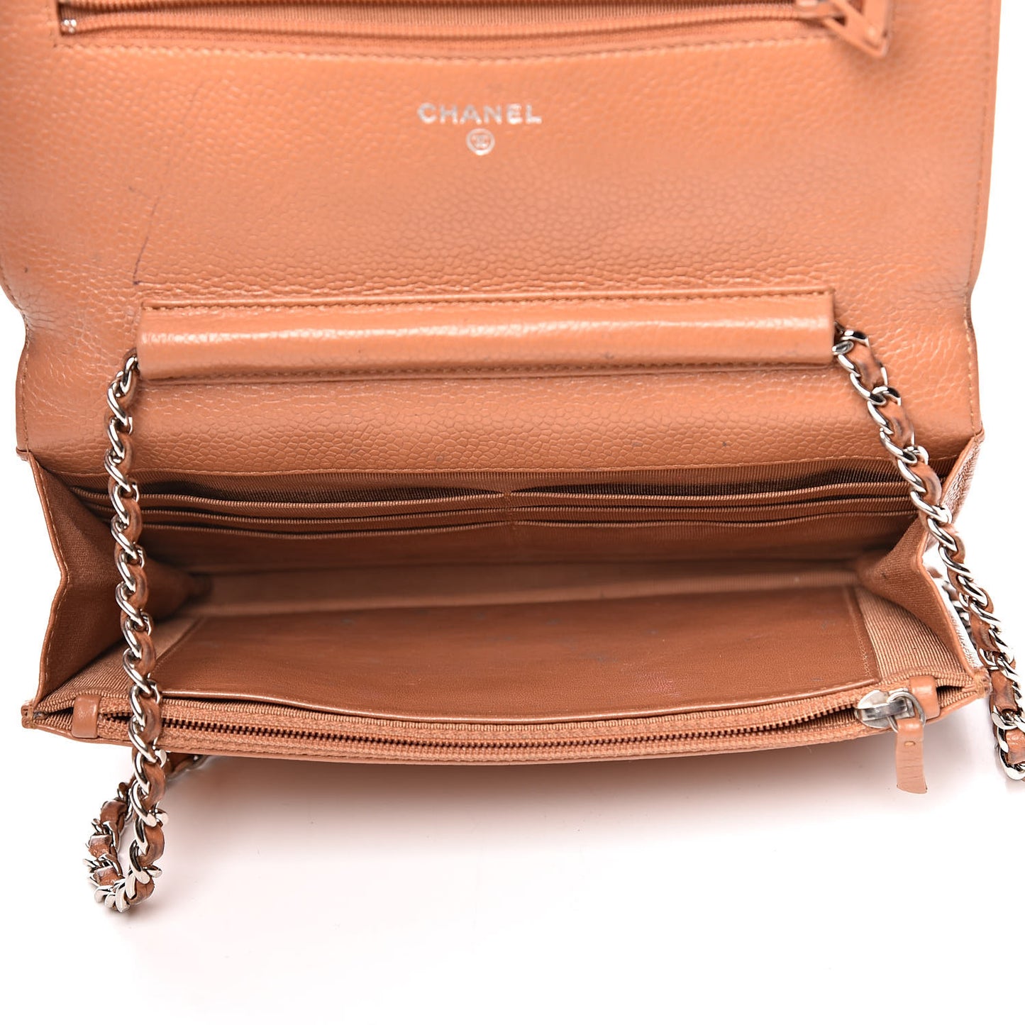 Caviar Quilted Wallet On Chain WOC Tan