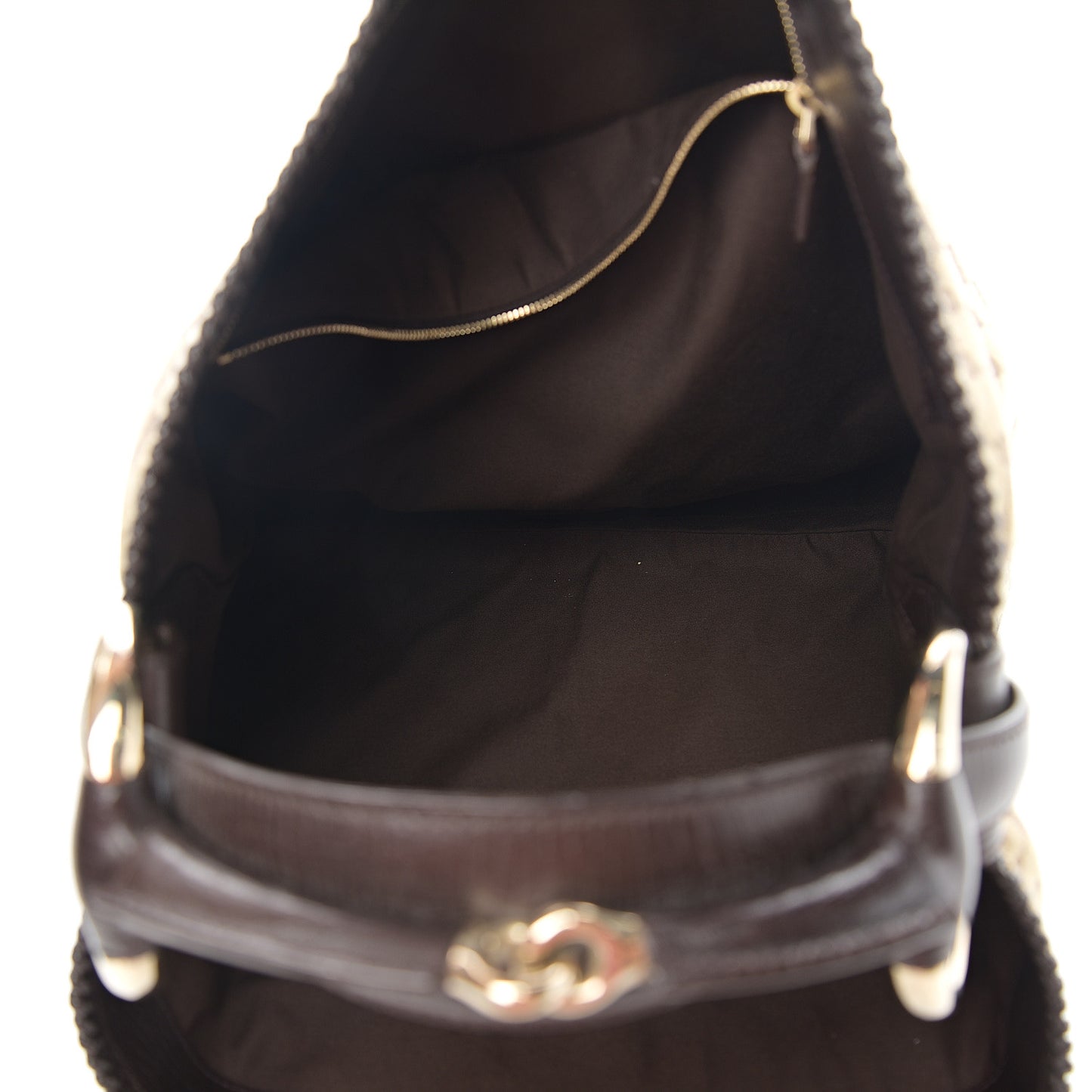 Monogram Large Horsebit Chain Hobo Dark Brown