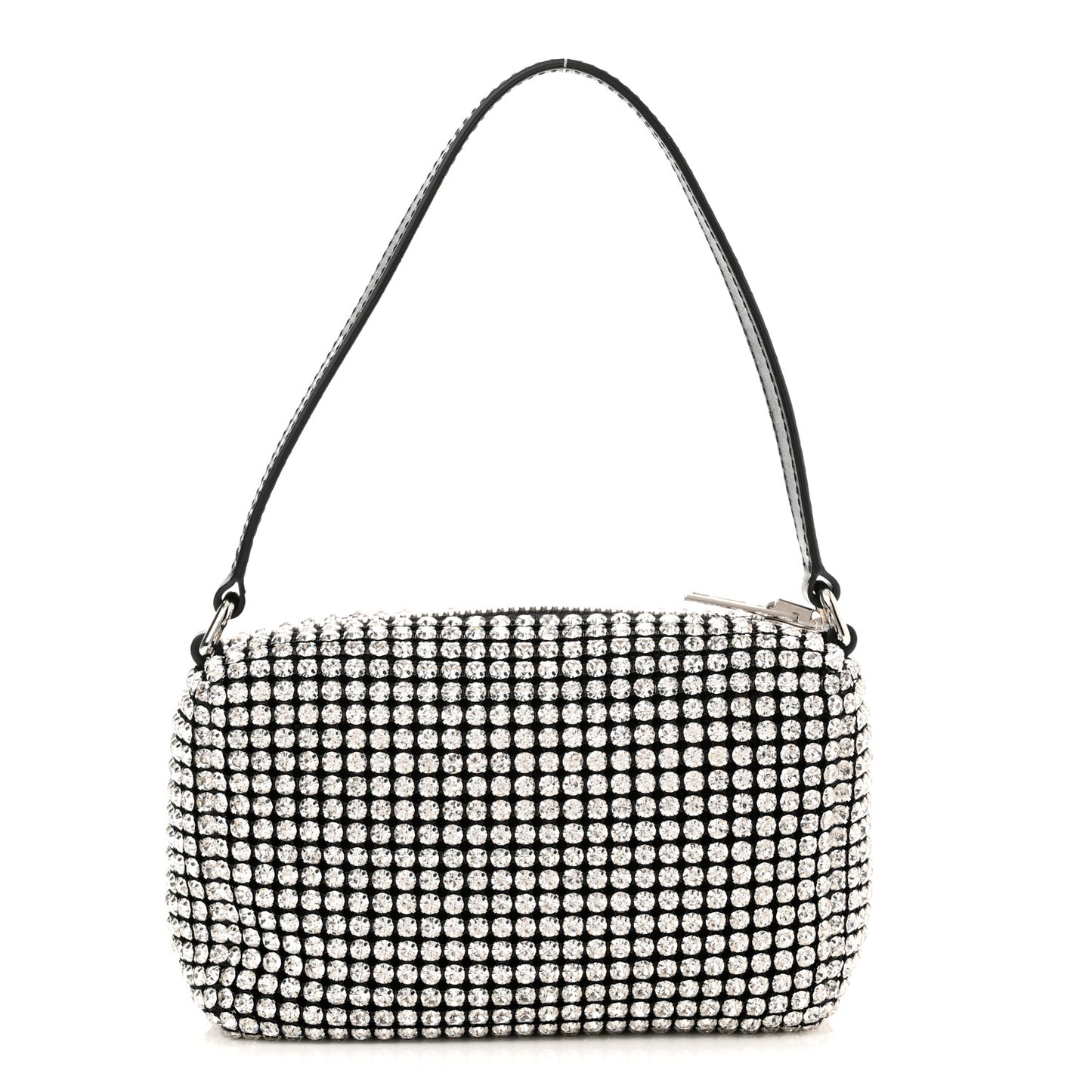 Mesh Crystal Rhinestone Mini Heiress Pouch Black Silver