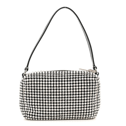 Alexander Wang Mesh Crystal Rhinestone Mini Heiress Pouch Black Silver 1 of 13