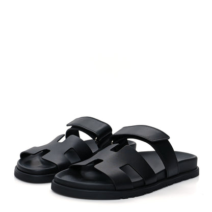 Hermes Calfskin Womens Chypre Sandals 37 Black 3 of 8