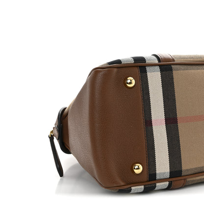 Burberry Derby Calfskin House Check Medium Milverton Satchel Tan 9 of 10
