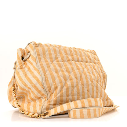 Chanel Canvas Striped CC Flap Ivory Yellow 3 of 15
