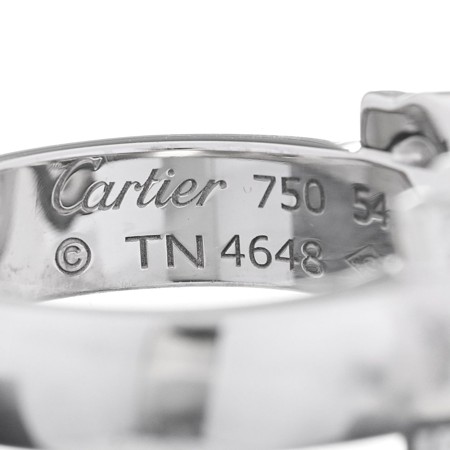 18K White Gold Diamond C De Cartier Ring 54 7
