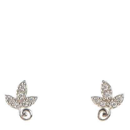 Tiffany 18K White Gold Diamond Paloma Picasso Olive Leaf Earrings 1 of 5
