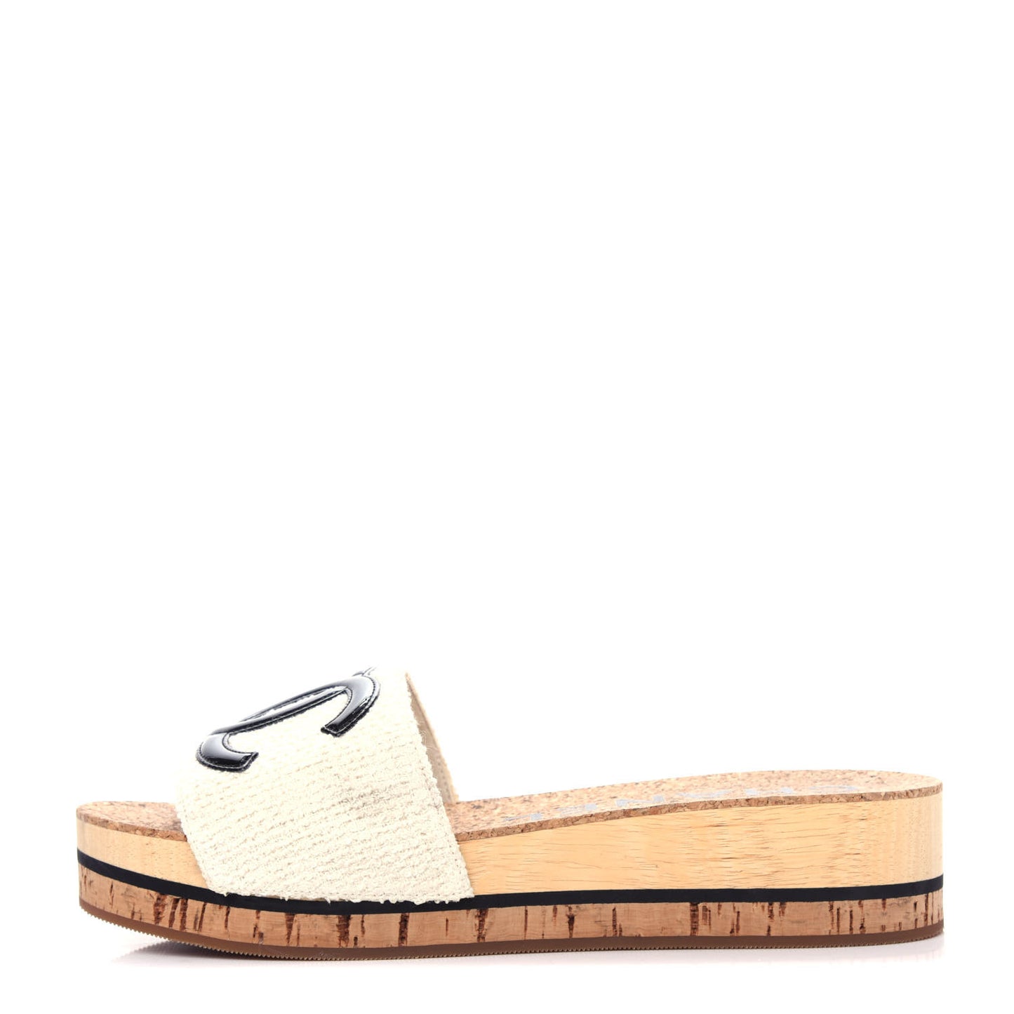 Tweed Cork CC Mule Sandal 37 White
