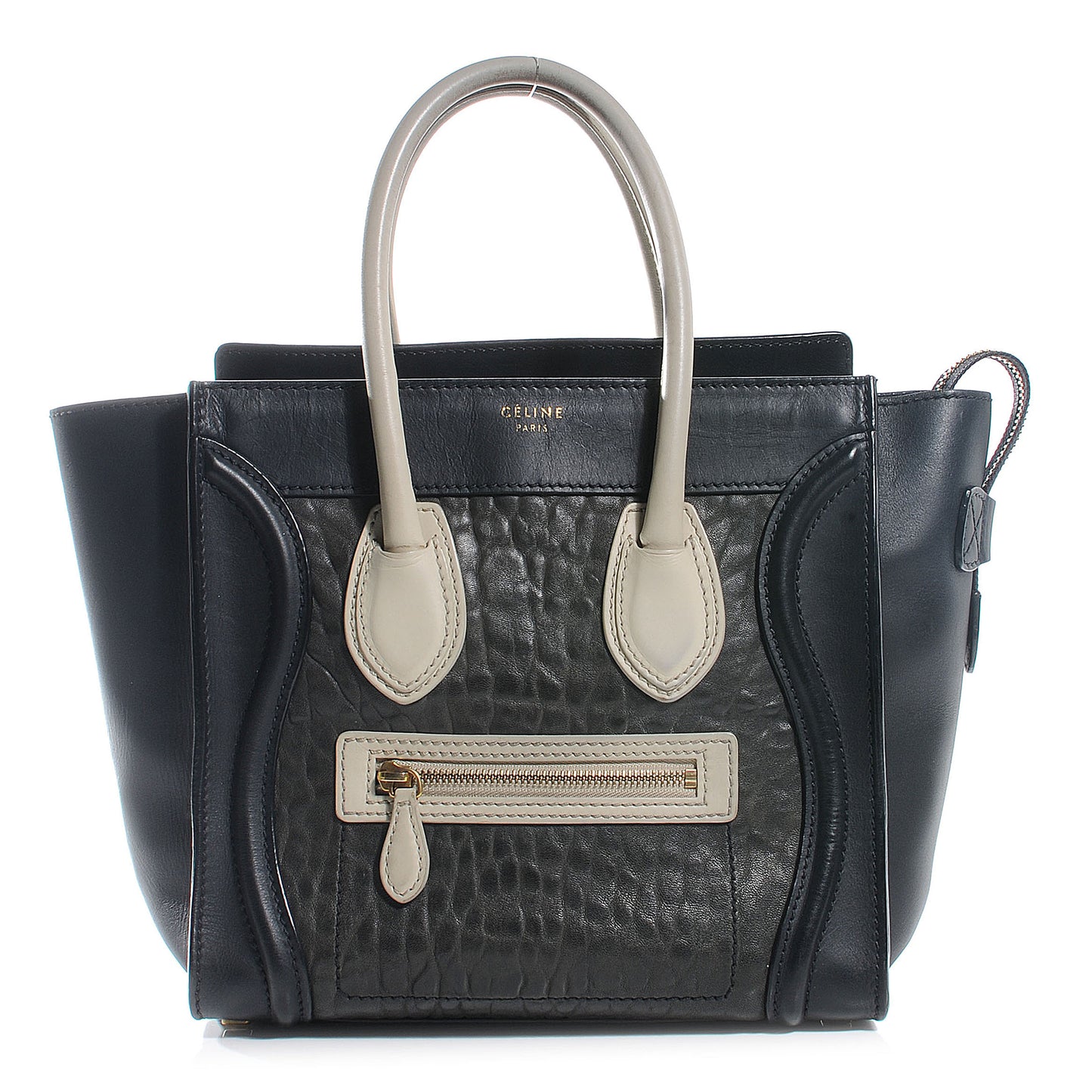 Smooth Calfskin Shrunken Lambskin Micro Tri-Color Luggage Black