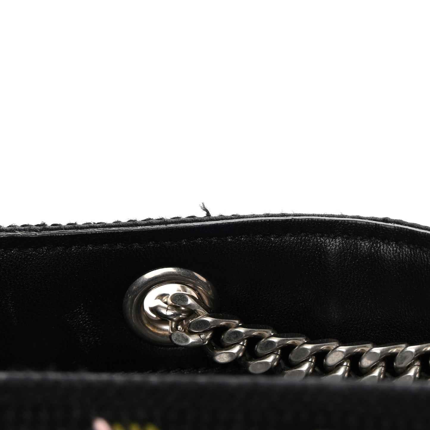 Woven Wool Embroidered Baby Emmanuelle Bucket Bag Black