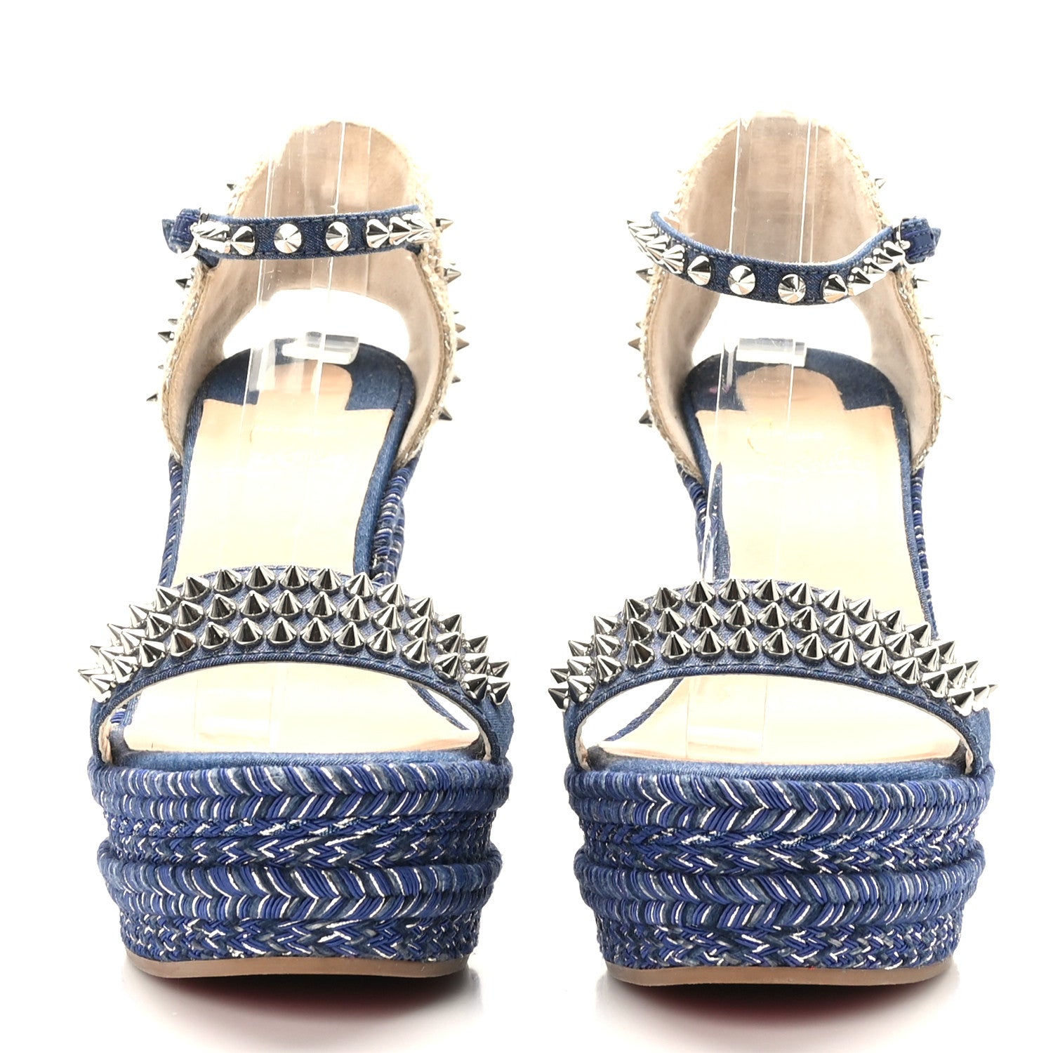 Christian Louboutin Denim Madmonica 120 Wedge Sandals 37 Blue 2 of 7