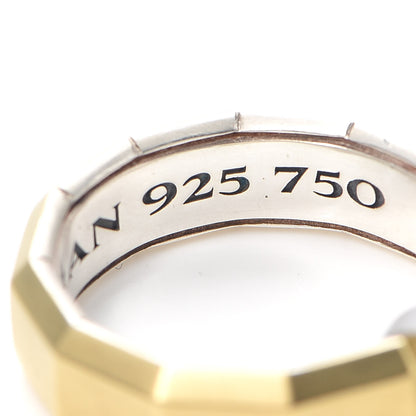 David Yurman Sterling Silver 18K Yellow Gold 7.5mm Faceted Band Ring 65 11 5 of 5