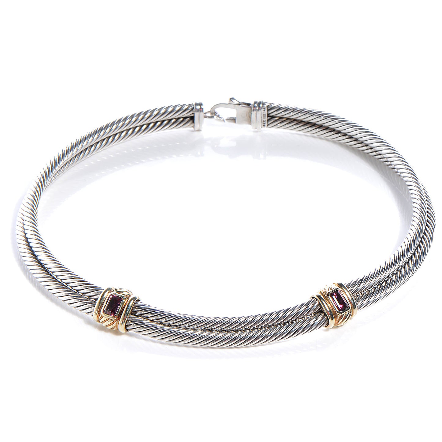 18k White Gold 14k Yellow Gold Pink Tourmaline Cable Choker