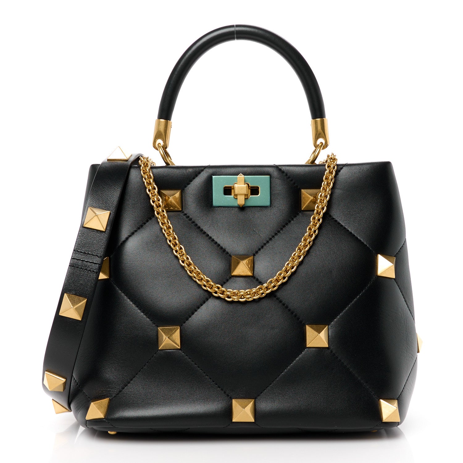 Valentino Garavani Nappa Roman Stud The Handle Bag Black 1 of 11