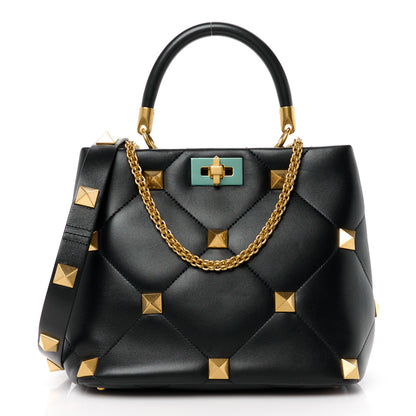Valentino Garavani Nappa Roman Stud The Handle Bag Black 1 of 11