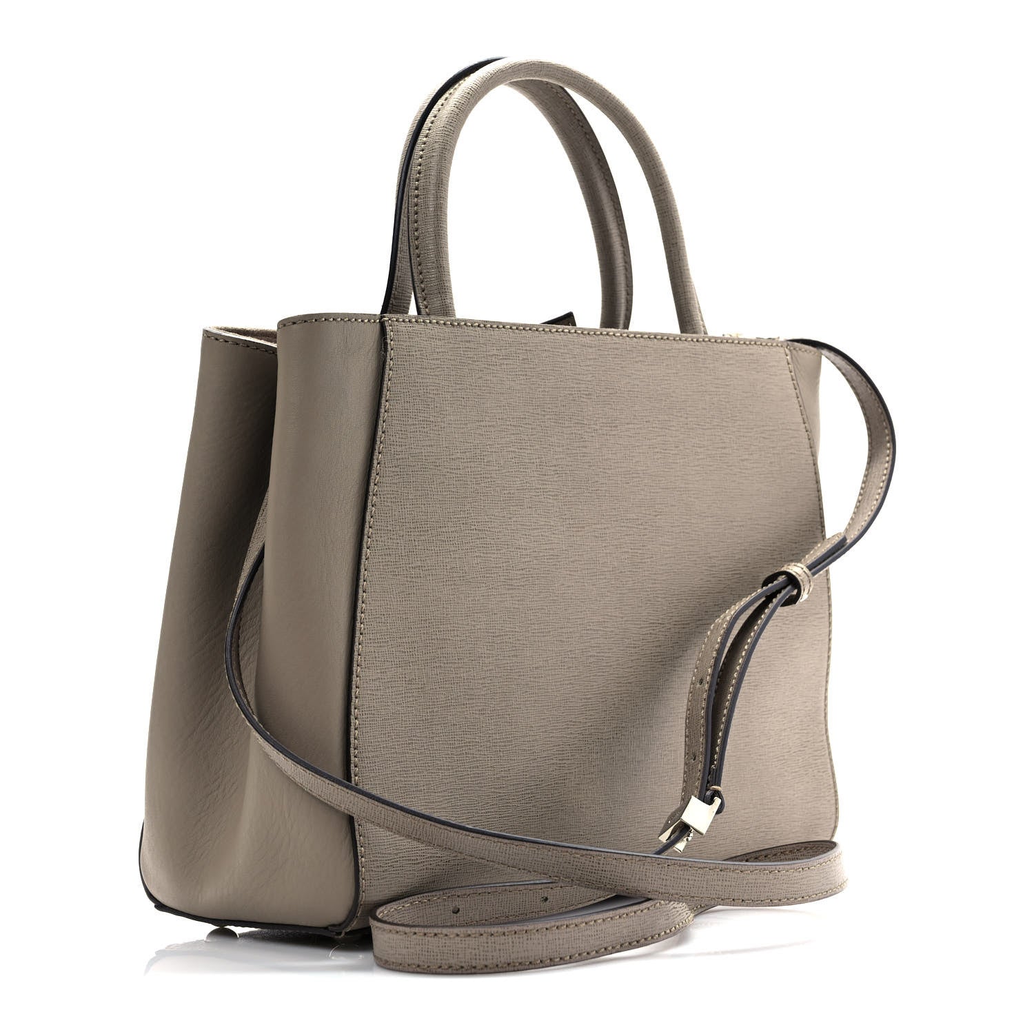 Fendi Vitello Elite Flamingo Petite 2Jours Tote Seppia 3 of 11