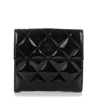 Chanel Patent Quilted Compact French Flap Wallet Black 1 of 7