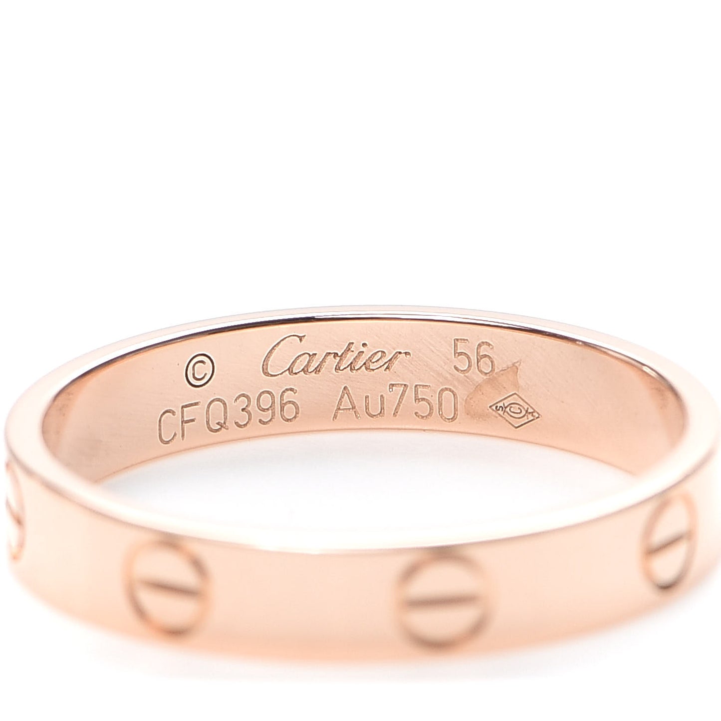 18K Pink Gold 3.5mm LOVE Wedding Band Ring 56 7.5