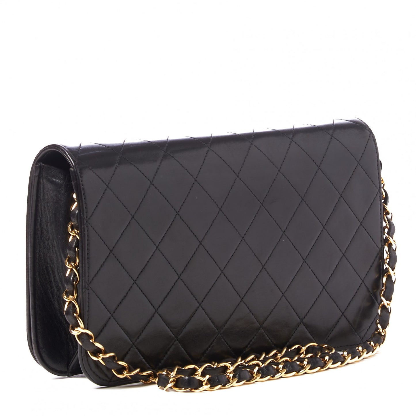 Lambskin Quilted Small Single Flap Black