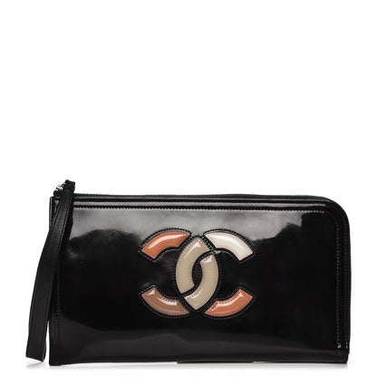 Chanel Vinyl Patent Lipstick Wristlet Wallet Black 8 of 13