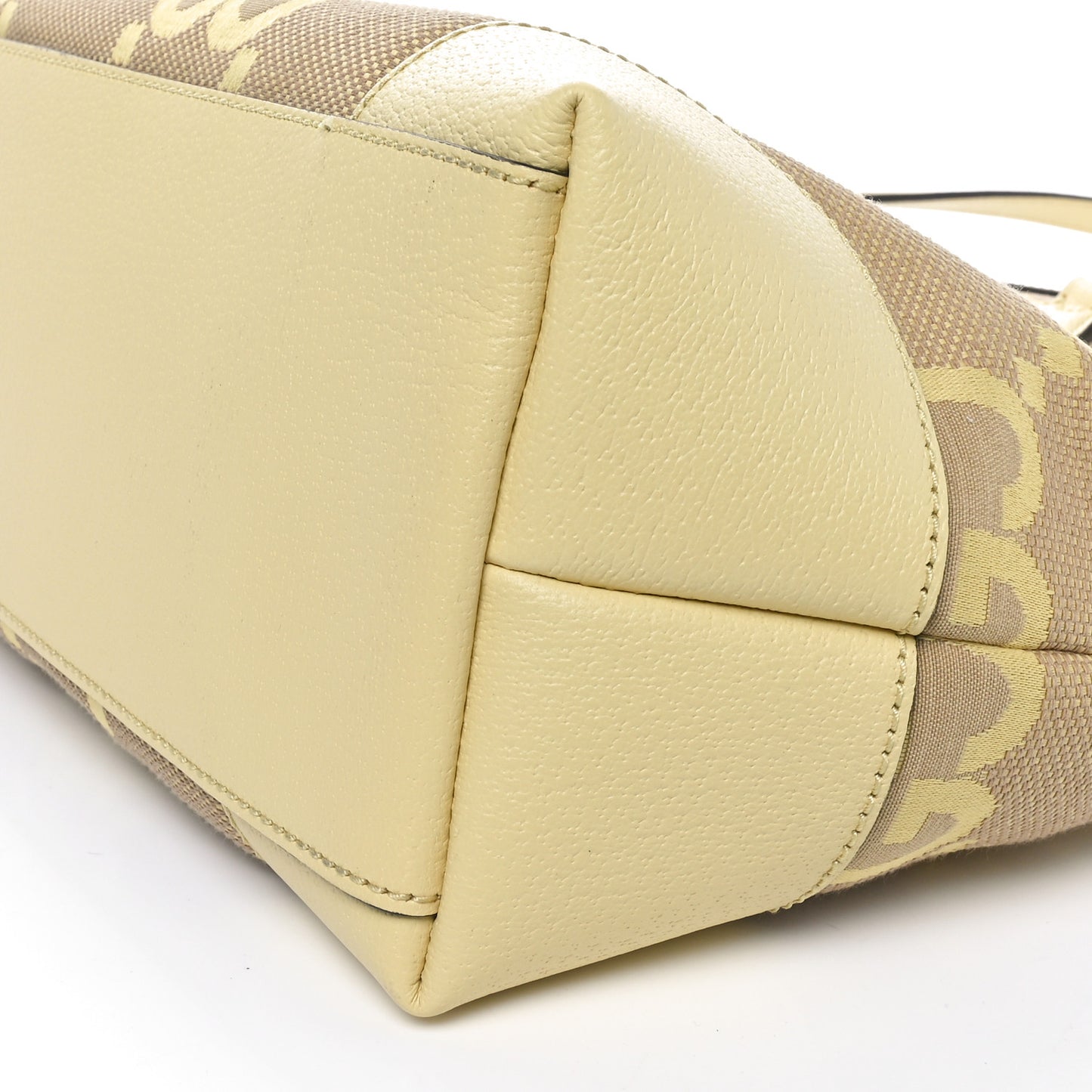 Monogram Jumbo GG Textured Dollar Calfskin Medium Ophidia Shopping Tote Beige Yellow