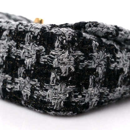 Chanel Wool Tweed Quilted Small Elegant Chain Flap Black Grey 9 of 9