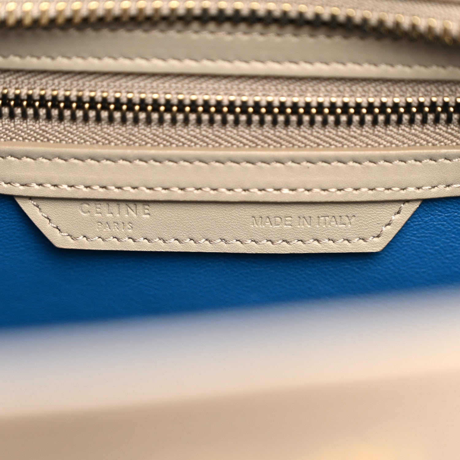 Celine Smooth Calfskin Interstice Micro Luggage Beige Blue 5 of 8