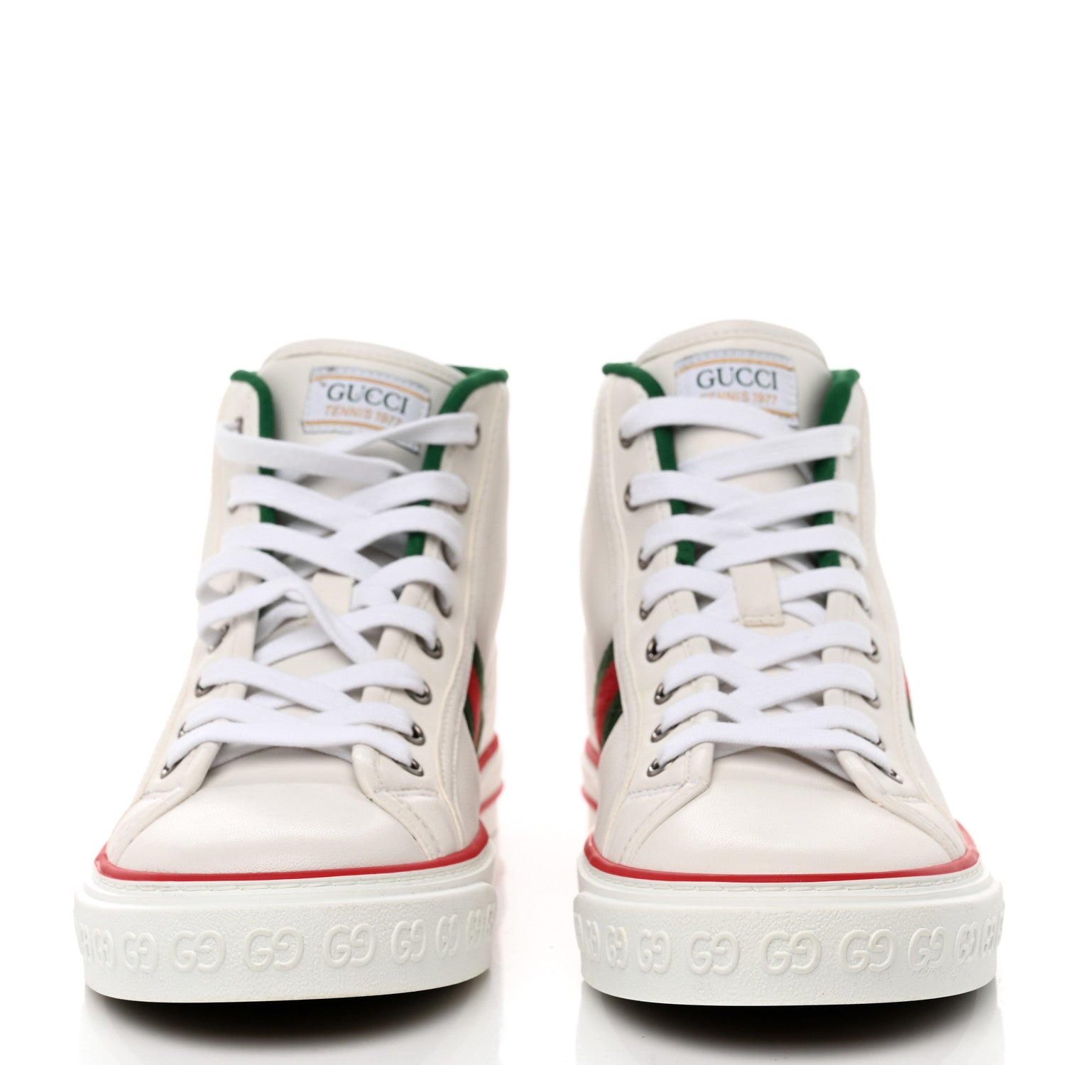 Gucci Calfskin Web Womens 1977 Tennis High Top Sneakers 40.5 White 2 of 8