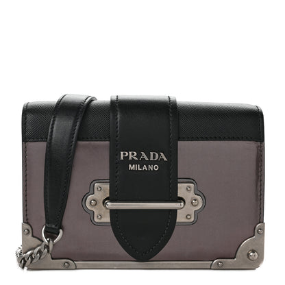 Prada Metallic Vitello Saffiano Cahier Bag Ferro Black 1 of 9