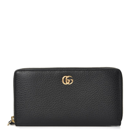 Gucci Dollar Calfskin GG Marmont Zip Around Wallet Black 1 of 8
