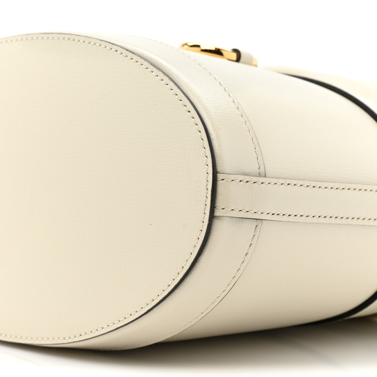 Azalea Sakai Calfskin Horsebit 1955 Drawstring Bucket Bag Mystic White