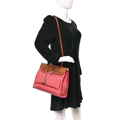 Hermes Vache Hunter Toile Herbag Zip 31 PM Rose Azalee Natural 3 of 17
