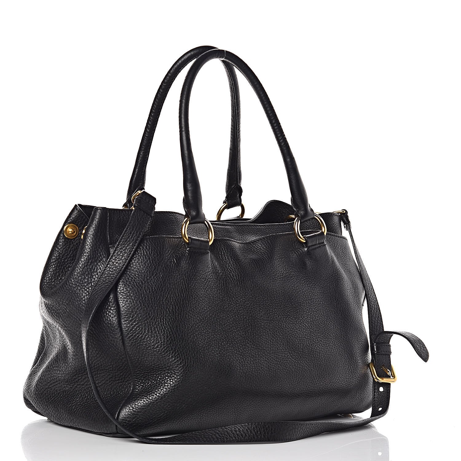 Prada Vitello Daino Tote Black 3 of 15
