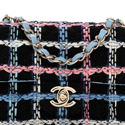 Chanel Tweed Quilted Mini Rectangular Flap Black Pink Blue Ecru 9 of 11