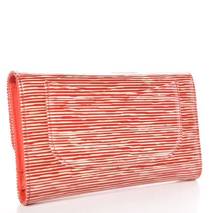 Chanel Patent Calfskin Striped Long Flap Wallet Red 3 of 9